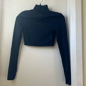 Balera Black Spandex Cropped Quarter Zip
